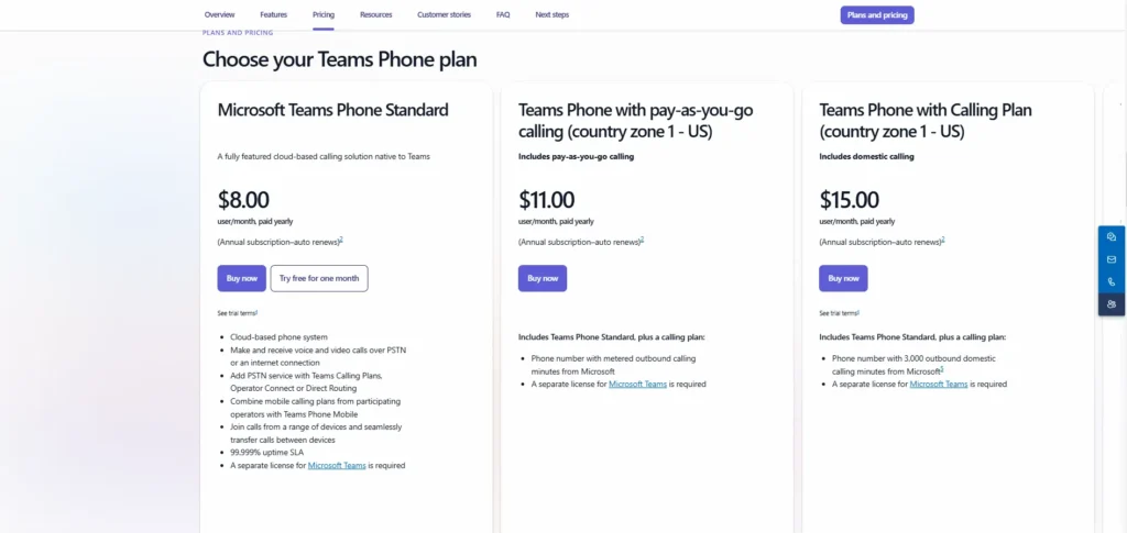 Microsoft Teams phone Calling