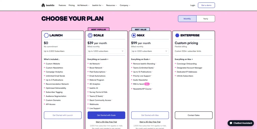 beehiiv pricing