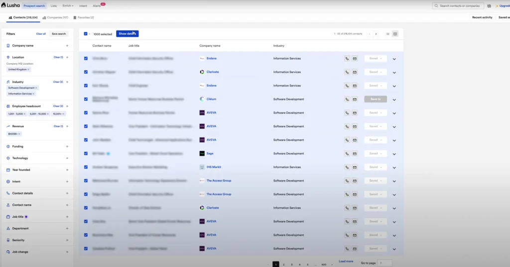 lusha dashboard
