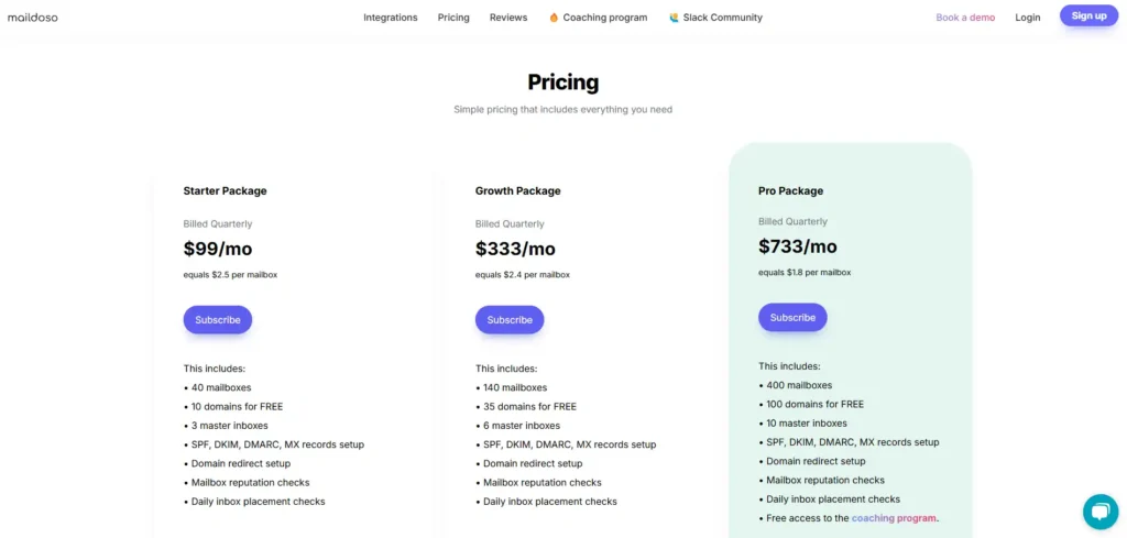 maildoso pricing