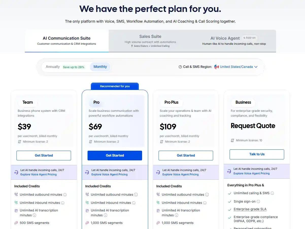 Justcall pricing